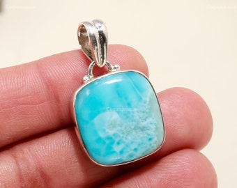 Handcrafted Larimar Pendant: 925 Sterling Silver Gemstone Jewelry