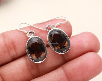 Smoky Quartz Drop Earrings: Sterling Silver Gemstone Dangles