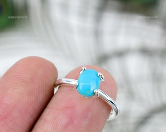 Sparkling Turquoise Ring, Gemstone Ring, Blue Statement Ring, 925 Sterling Silver Jewelry, Engagement Gift, Ring For Brides Maid