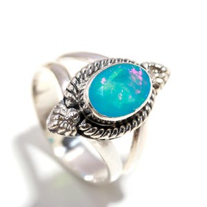 Aqua Ethiopian Opal Ring, 925 Sterling Silver Ring, Oval Gemstone Ring, Bohemian Ring, Hippie Ring, Handmade Silver Jewelry, Gifts