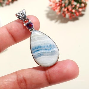 Precious Scheelite Pendant, Gemstone Pendant, Blue Pendant, 925 Sterling Silver Jewelry, Wedding Gift, Pendant For Sister