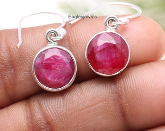 Ruby Drop Earrings: Pink Gemstone, 925 Sterling Silver