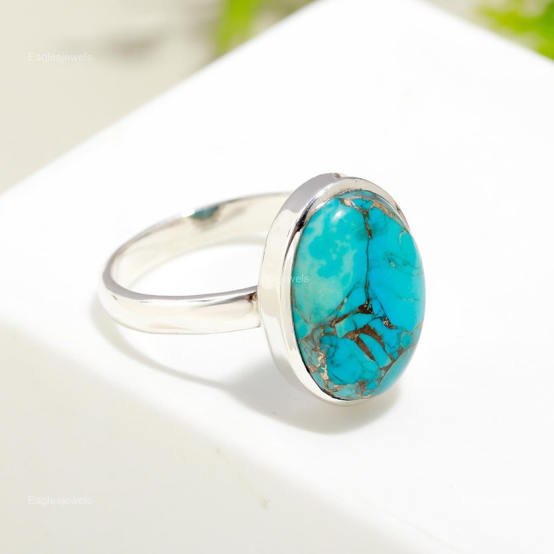 Roped Blue Turquoise Golden Ring main image 1