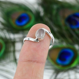 Handmade Rose Quartz Ring: Oval Gemstone, 925 Sterling Silver