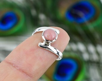 Pink Opal Ring, Gemstone Ring, 925 Solid Sterling Silver Ring - Handmade Pink Statement Ring Woman Ring Gift For Family