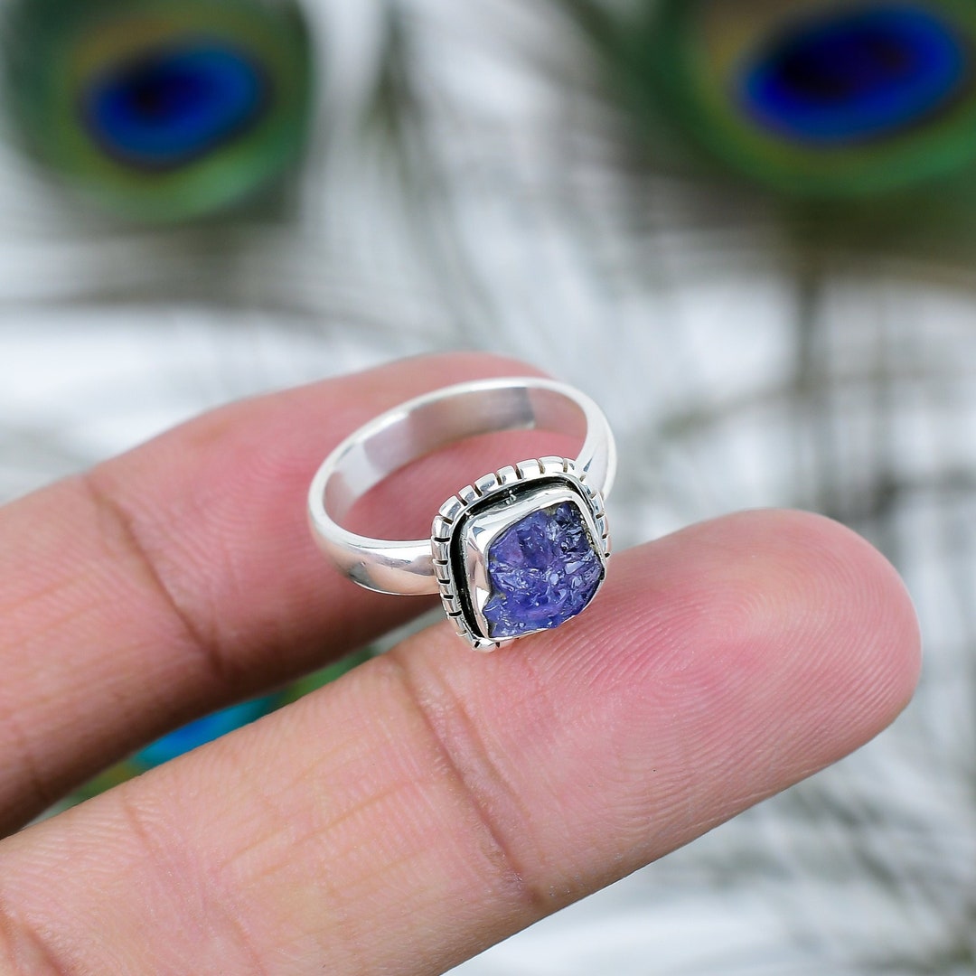 天然タンザナイトリング - 925スターリングシルバー - ハンドメイド