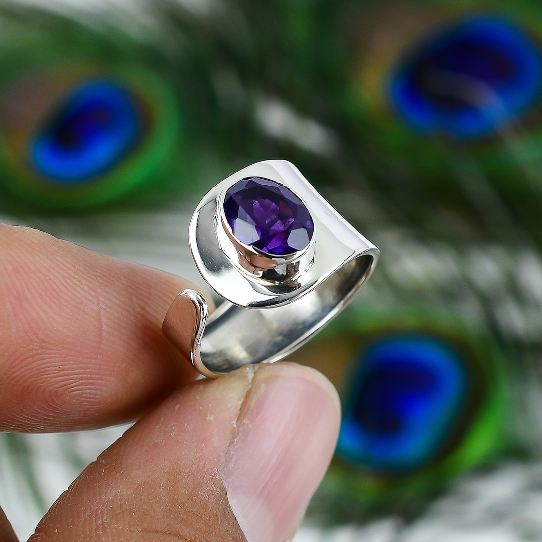 925 Sterling Silver Amethyst Gemstone Ring, Weight: 3-6 Gm at Rs 450