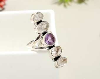 Amethyst Sterling Silber Statement Ring, Edelsteinschmuck
