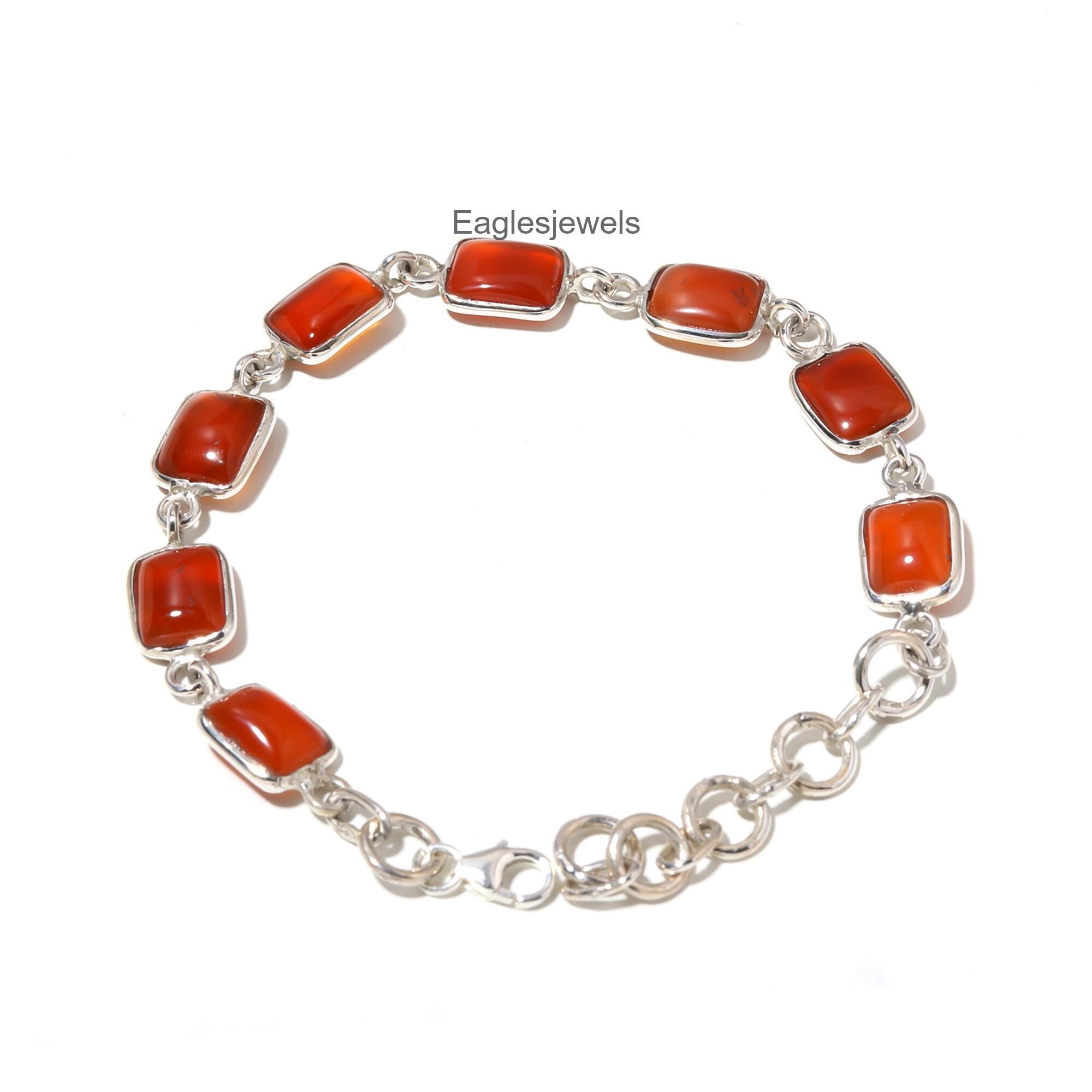 エレガントなカーネリアンブレスレット、オレンジの宝石ブレスレット