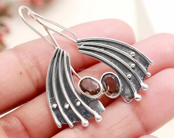 Smoky Quartz Drop Earrings: 925 Silver Plated Dangle Jewelry