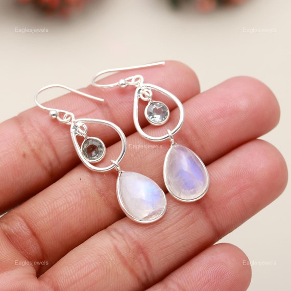 Orecchini Pendenti A Goccia In Argento Placcato Con Topazio Grigio – Regalo Ragazza