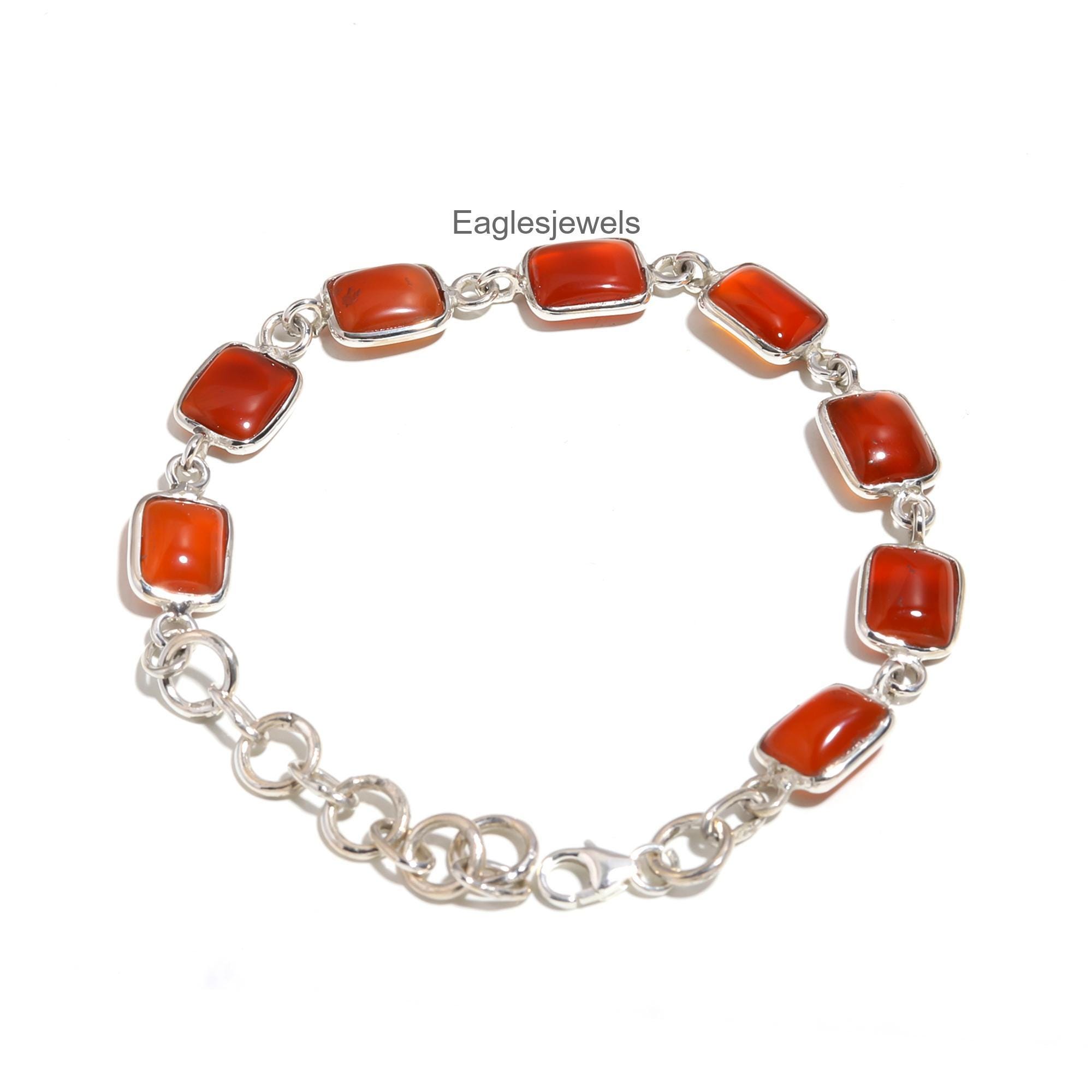 エレガントなカーネリアンブレスレット エレガントなカーネリアンブレスレット：925スターリングシルバーの