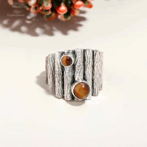 Natural Tiger Eye Ring, Yellow Gemstone Ring, Statement Ring, 925 Sterling Silver Jewelry, Engagement Gift, Ring For Wife