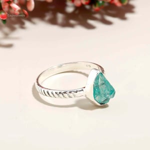 Precious Apatite Ring, Blue Gemstone Ring, Statement Ring, 925 Sterling Silver Jewelry, Engagement Gift, Ring For Sister
