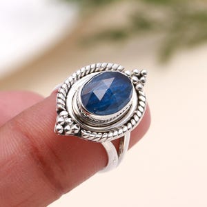 Kyanite Ring, 925 Sterling Silver Ring, September Birthstone, Gemstone Ring, Women Silver Jewelry, Handmade Ring, Anniversary Gift for Her