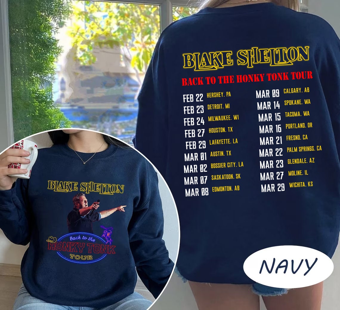 2024 Blake Shelton Back to the Honky Tonk Tour Dates T-Shirt, Blake Shelton Concert