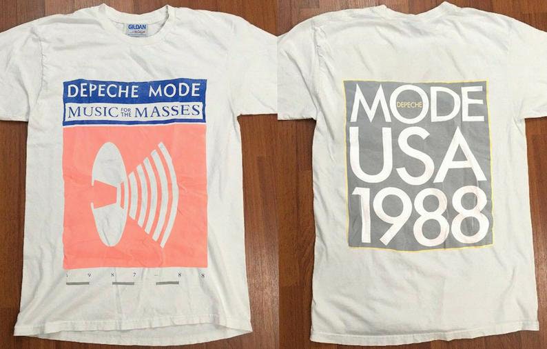 Depeche Mode Music For The Masses Global Spirit Tour T-Shirt – Red Band Logo On Grey, Limited Ex-Tour Edition