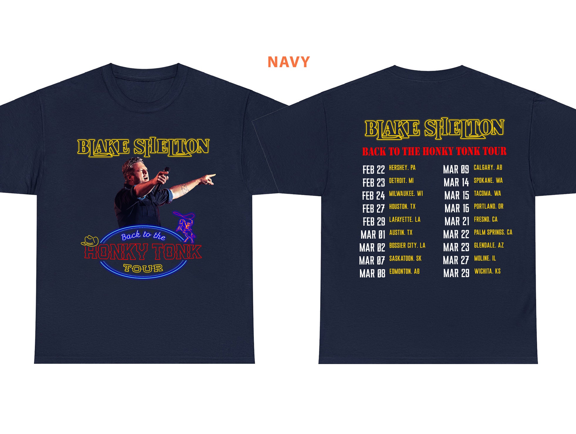 2024 Blake Shelton Back to the Honky Tonk Tour Dates T-Shirt, Blake Shelton Concert