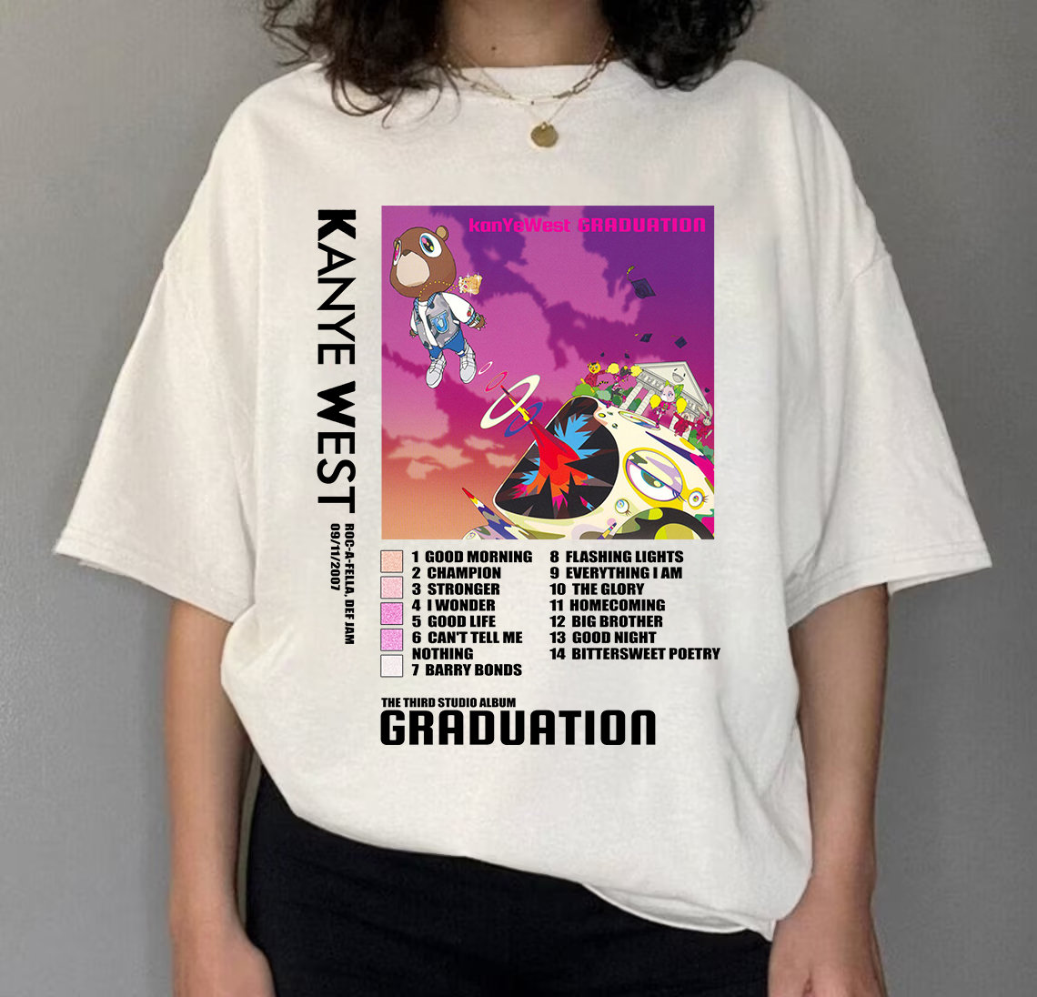 Kanye West Graduation Album Cover T-Shirt White – ALBUM COVER T-SHIRTS