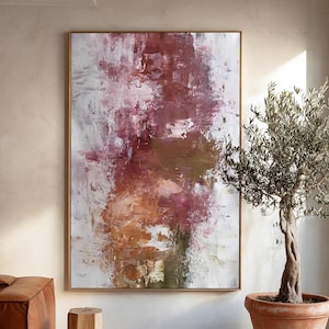 Pink and Orange Abstract Painting, Handmade Canvas Art, Original Artwork, for Living Room and Bedroom, Modern Home Style, Large Wall Art