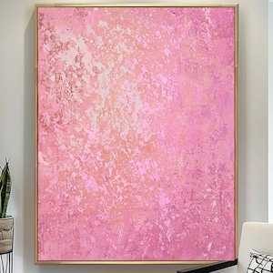 Textured Pink Abstract Wall Art ,Large Modern Canvas Painting for Living Room ,Blush Rose Contemporary Decor,Statement Original Artwork
