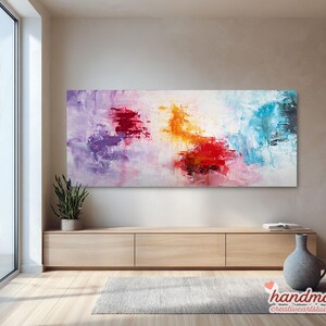 Gray Blue Abstract Original Painting, Large Textured Canvas Art for Living Room, Modern Urban Landscape Wall Art Home Decor