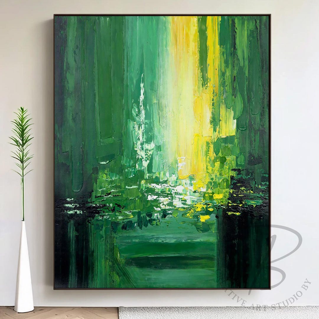 緑　グリーン　抽象画　現代アート　絵画　インテリア　ナチュラル　アートパネル　金 絵画 インテリア 壁掛け 抽象画 緑 魅せる高級感人気のゴールド