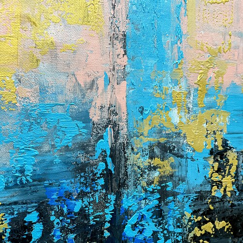 Modern Abstract Wall Art, shops Custom Oil Painting, Large Contemporary Artwork, Original Living Room Wall Decor,Black Blue & Gold Wall Art B00021