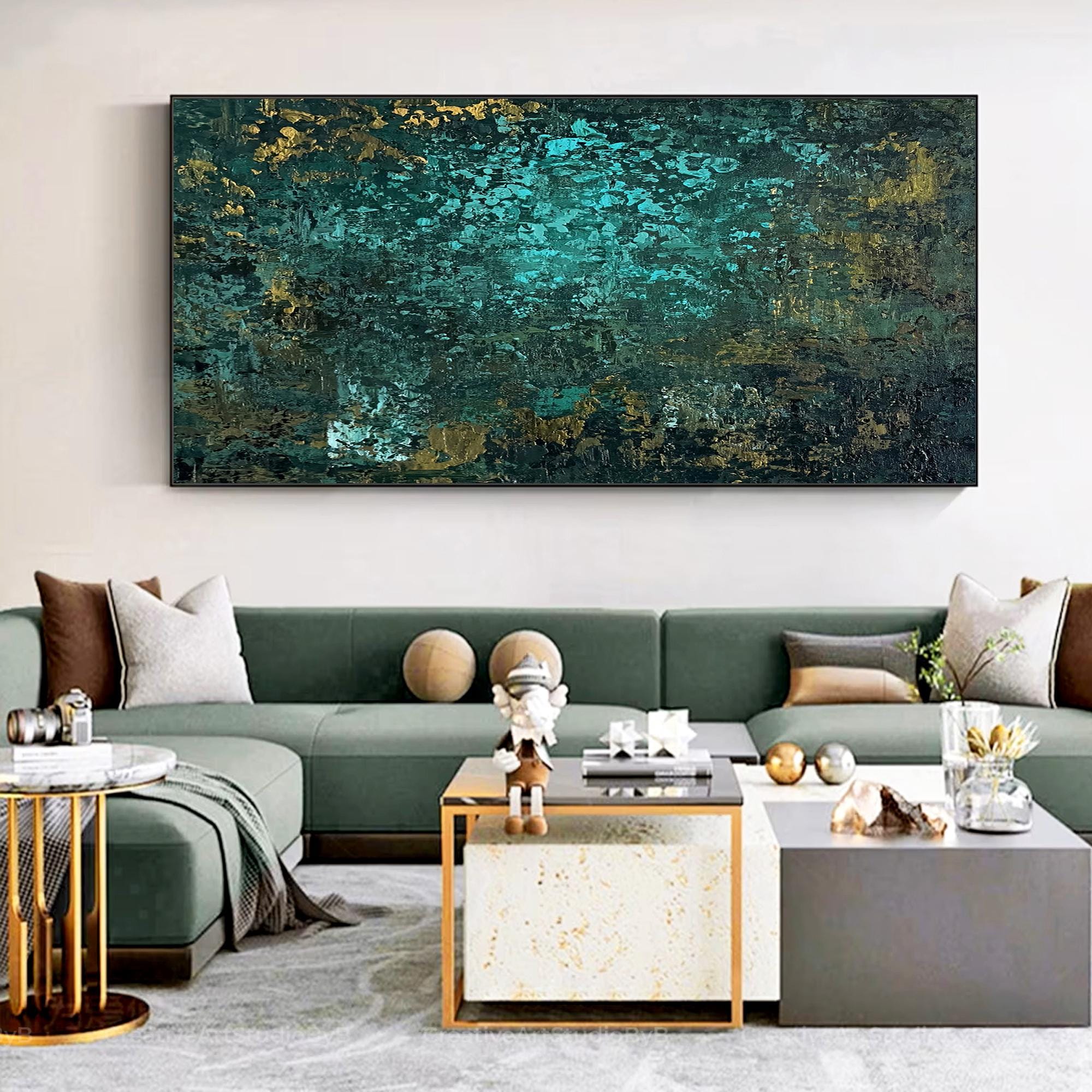 Teal Abstract Wall Art for Sale, Original Textured Painting on Canvas ...