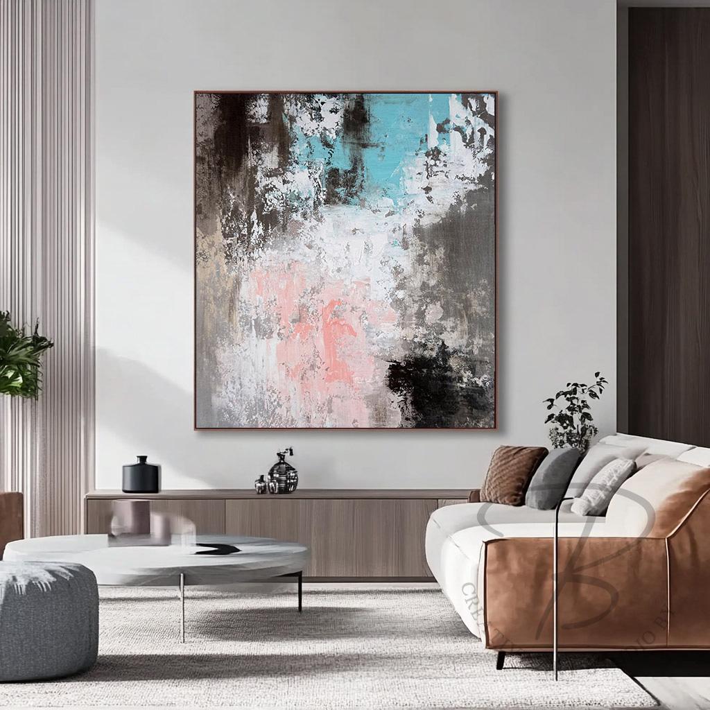 Pink Grey Teal Abstract Wall Art, Textured Canvas Painting, Modern Acrylic  Artwork, Original Handmade Art, Blush Living Room Wall Art Decor - Etsy, image size:1024x1024