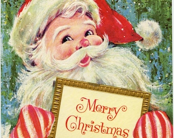 Biglietto d'auguri di Buon Natale d'epoca con Babbo Natale