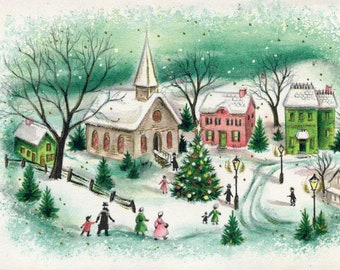 Scena del villaggio di Natale d'epoca