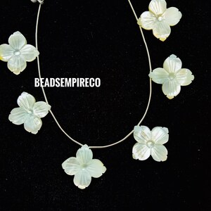 Natural White Mother Of Pearls Flower Shape Carved Beads, Flower Beads Genuine Mother Of Pearl Carving Beads Size 18x18x5mm 6 Beads.