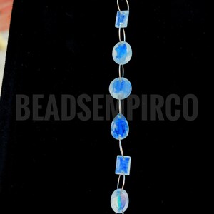 Cuentas de piedra lunar arcoíris blanca natural facetadas con forma de fantasía, doble perforación, línea de cuentas / Cuentas de piedra lunar / Tamaño 10 a 7 x 5 mm, 10 piezas