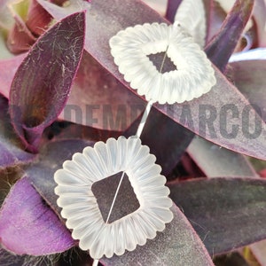 Carved Crystal Quartz Square Beads: Jewelry Making Supplies, 25mm (6 Pieces)