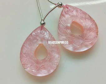 Carved Crystal Pear Beads with Mother of Pearl: Jewelry Making (25x20mm)