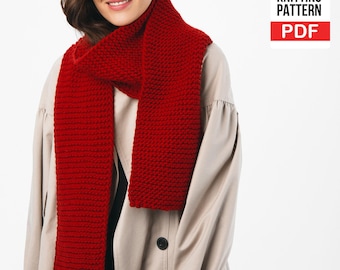 Beginner Scarf Knitting Pattern - Long & Stylish PDF Tutorial, Easy Knit Scarf
