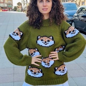 Oversized Sweater Knitting Pattern - Raglan Pullover with Embroidery, Top-Down, Cozy Basic PDF Pattern