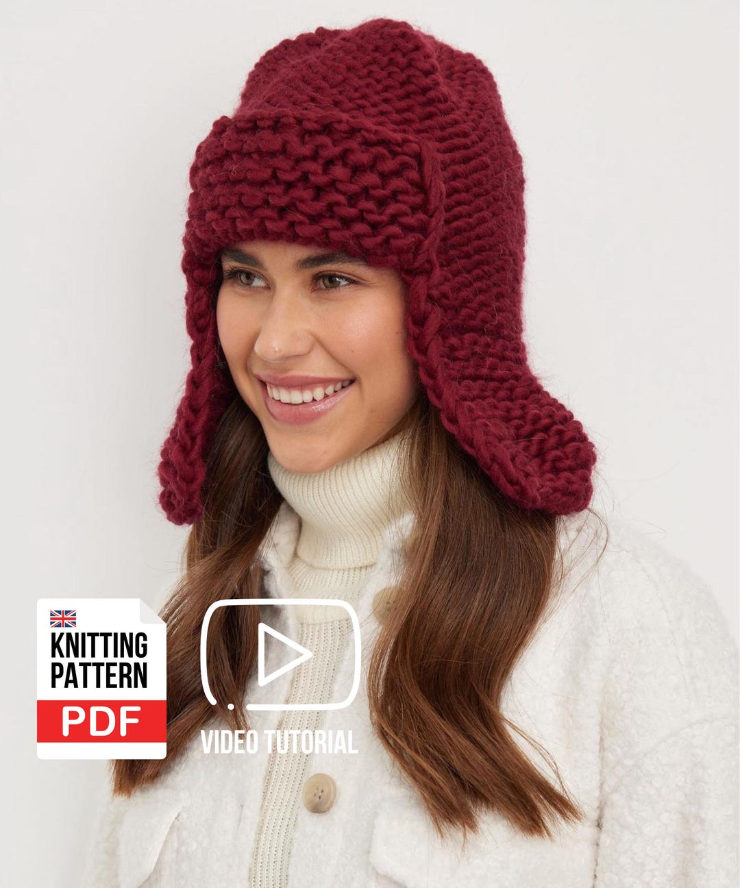 Earflap Beanie Knitting Pattern | With Video Tutorial (PDF) - Etsy