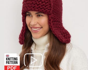 耳あて付きビーニーの編み図｜ビデオチュートリアル付き（PDF）