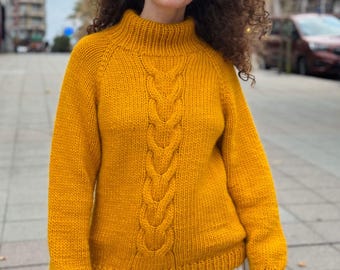 Cable Knit Raglan Sweater Knitting Pattern | Oversized Pullover (PDF Pattern)