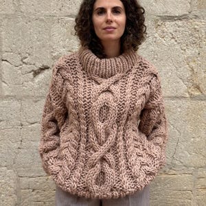Oversized Cable Knit Sweater Pattern - Chunky Raglan Pullover, Top-Down, Cozy and Warm PDF Pattern