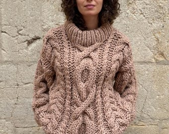 Oversized Cable Knit Sweater Pattern - Chunky Raglan Pullover, Top-Down, Cozy and Warm PDF Pattern