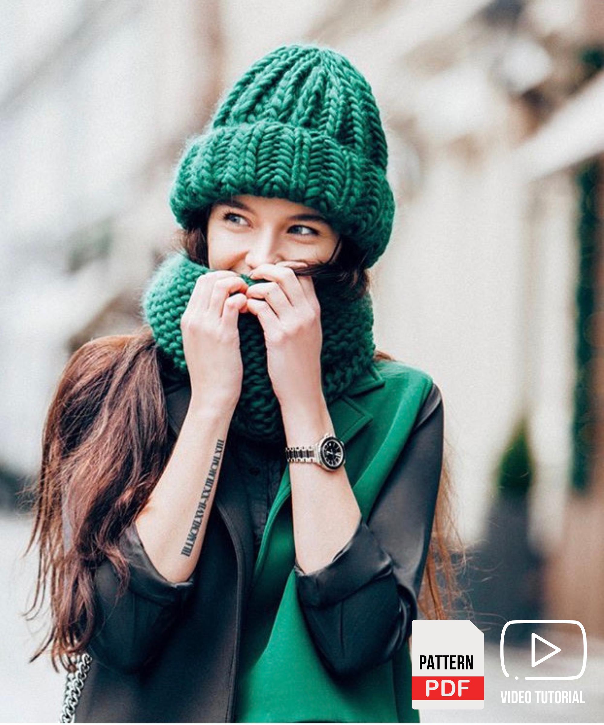 Chunky Ribbed Hat Knitting Pattern | Beginner Video Tutorial (PDF) - Etsy