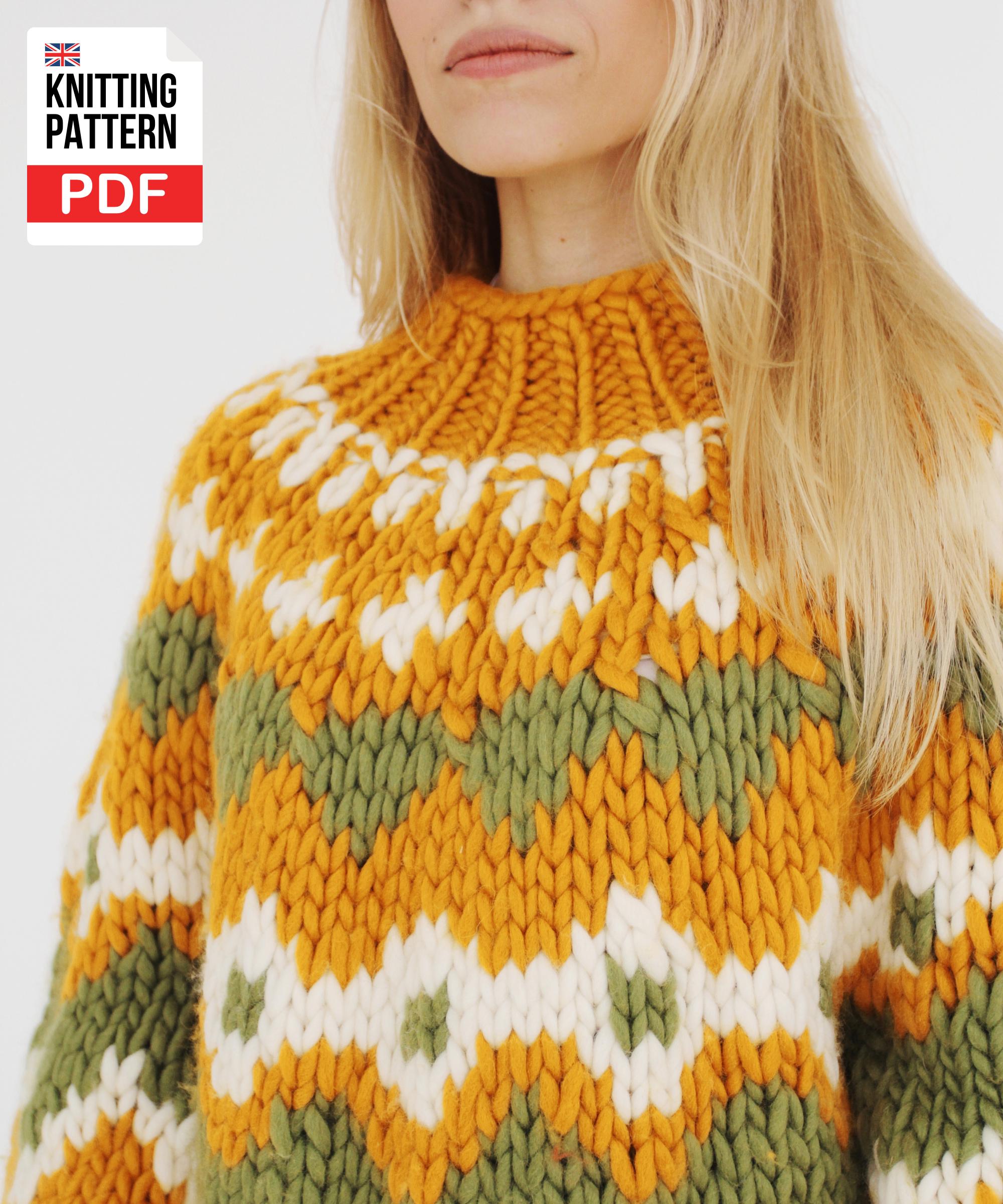 Oversized Icelandic Sweater Knitting Pattern – Chunky Colorwork Yoke ...