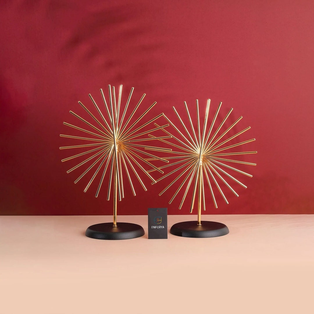 Geometry Metal Sculpture With Black Stand, Metal Art Desktop Sculpture