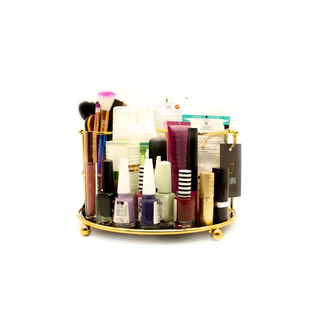 Modern Gold Makeup Organizer Bathroom Cosmetic Jewelry Organizer