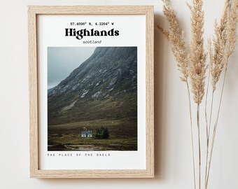 Scottish Highlands Printable Wall Art, Scotland Photographic Travel Poster with Instant Download