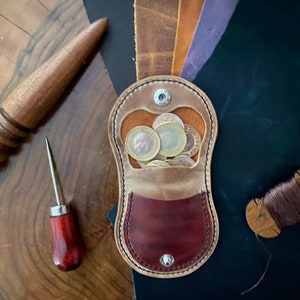 Monedero de cuero, mini sobre para accesorios de cuero, llavero para bolso, monedero de cuero, billetera para monedas, bolsa marrón