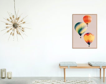 Retro Hot Air Balloons instant digital downloadable Print